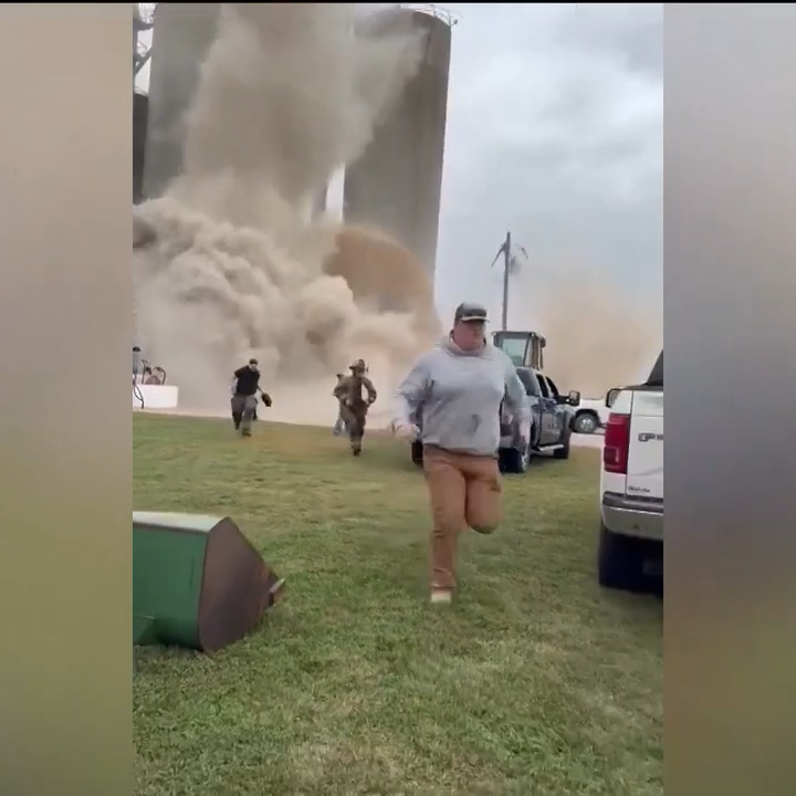 Grain bin collapse caught on video in Martinton